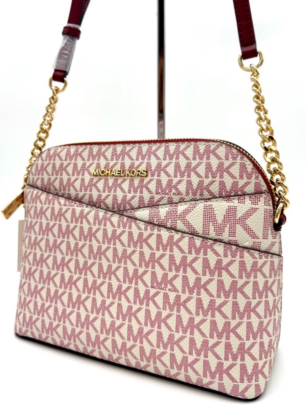 Michael Kors Medium Dome Jet Set Travel Xbody Bag Cherry Multi